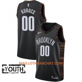 Maillot NBA Brooklyn Nets Rodions Kurucs 00 2018-19 Nike City Edition Noir Swingman - Enfant